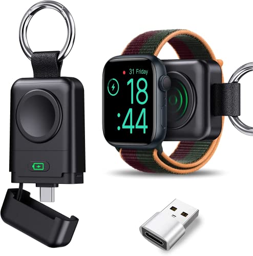 leQuiven Cargador para Apple Watch 7, USB C Portátil Llavero Cargador Inalámbrico Magnético, 1400 mAh Powerbank Compatible con Apple Watch Series 7 6 5 4 3 2 1, SE, Nike + Hermes, Edition