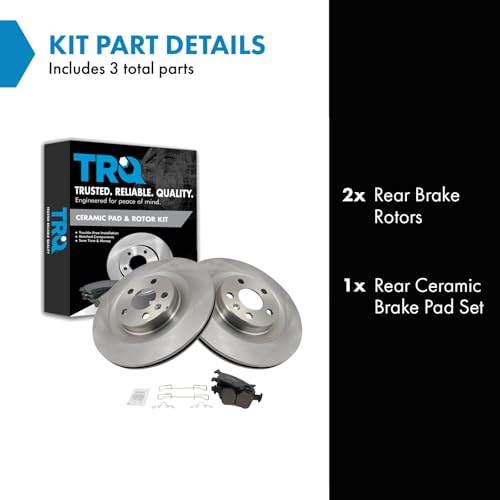Image of TRQ Rear Ceramic Brake Pad and Rotor Set Compatible with 16-20 Volvo XC90 18-20 XC60 19-20 S60 with 320mm Diameter Rear Rotors Models