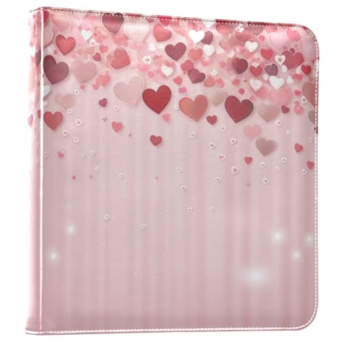 Álbum de fotos adhesivo auto DIY Scrapbook álbum corazones rojos cayendo Día de San Valentín 3 anillos Encuadernadores libro de fotos 40 páginas 8x10 para memoria miniatura 1