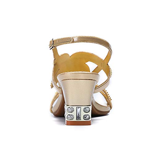 Women's Handmade Rhinestones Crystal Heel Evening Bridal Wedding Prom Sandals Heeled 6.5 cm3