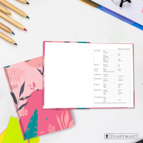 Image of Hard Bound Notebook for Girls & Women | A5 Ruled Journal | 192 Pages | 80 GSM Premium Paper | Designer Laminated Cover | Ribbon Bookmark | Notebook for School, College, Office, Journaling & Note Taking (DM4011)