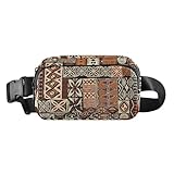 Sac banane élégant style hawaïen Tapa Tribal Patchwork Vintage Hommes Femmes Sac de poitrine étanche avec sangle réglable pour voyage, shopping, course à pied, Tapa style hawaïen patchwork tribal