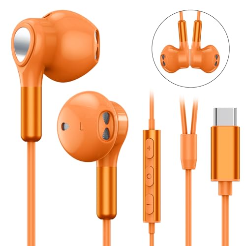 Image of USB C Headphone for Samsung S25 FE S24 A16 A17 Wired Earbuds Magnetic in-Ear Type C Earphone with Microphone Volume Control Bass Stereo Noise Canceling for iPhone 17 Pro Max Air 16 16e 15 Pixel 10 9a