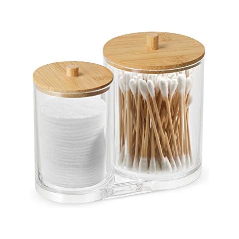 Dispensador Discos Algodon con Cubierta de Madera Cover