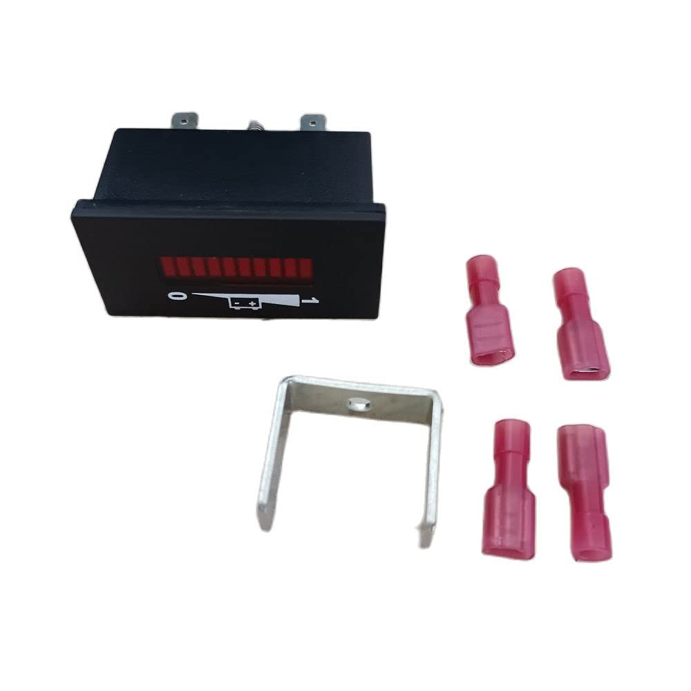 JWDAWN 4Pin 24x48mm Replace Curtis 906 906D 12V 24V 36V 48V 72V 80V Battery Gauge Golf Cart Pallet Truck Stacker 12 24 36 48 72 80 Volt Battery Indicator Capacity Monitor Vehicle Voltmeter (906D 48V)