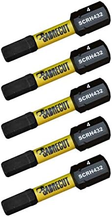 5 x SabreCut SCRH432_5 32mm H4 Hex Magnetic Impact Screwdriver Driver Bits Set Single Ended Heavy Duty Compatible with Dewalt Milwaukee Bosch Makita and Others