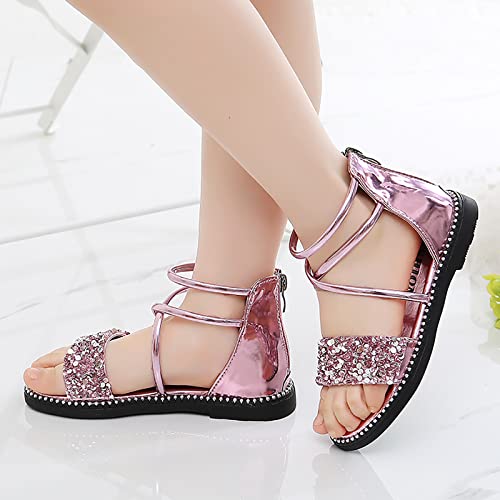 Unisex-Child and Toddler Baby Girls High Top Shoes Open Toe Non Slip Flat Shoes Summer Princess Shoes (Pink, 32)4