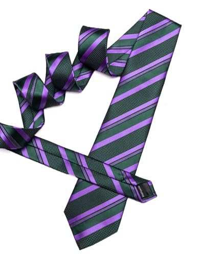 Image of Barry.Wang Mens Tie Set Plaid Check Neckties Formal Business Wedding Luxury Pocket Square Cufflinks