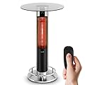 SereneLife Infrared Patio Heater, Electric Patio Heater for Indoor/Outdoor Use, Portable Table Heater with Remote Control, 1500 W, for Restaurant, Patio, Backyard, Garage, Decks (Black)