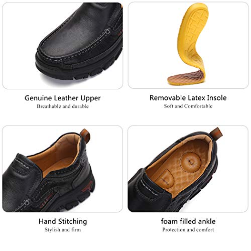 Mens Slip On Casual Shoes Leather Comfortable Walking Loafers4