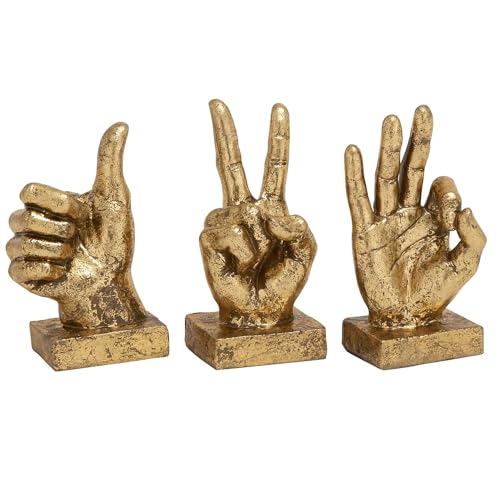 Set de 3 esculturas decorativas de manos doradas 7 pulg miniatura 1