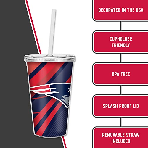 Image of Rico Industries NFL Football 16oz Clear Tumbler W /Straw for NFL Fans
