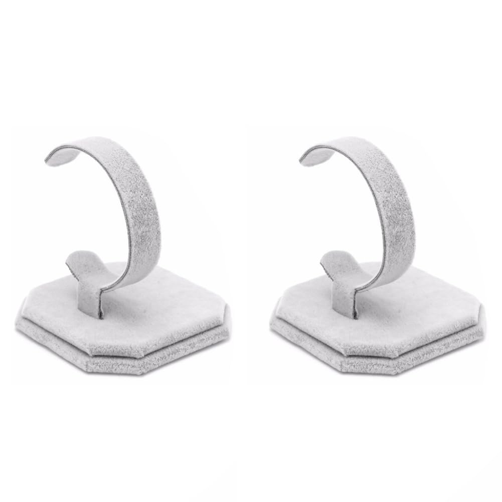 lasenersm 2 Pieces Watch Display Stand Velvet Wrist Watch Display Holder C Type Bracelet Display Rack Bracelet Display Stand Watch Holder Stand Watch Display Rack Jewelry Display Stand, Grey