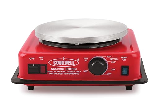 COOKWELL Stainless Steel with Automatic Thermostat Electric Hot Plate 950W Manual Induction Cooktop, Red