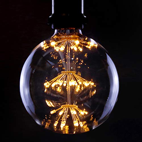 GBLY Bombilla LED Vintage E27 Bola de fuegos artificiales 3W Bombilla decorativa LED Bola grande Blanco cálido 2700K Lámparas antiguas para fiestas Vacaciones Boda Restaurante Casa Cafe