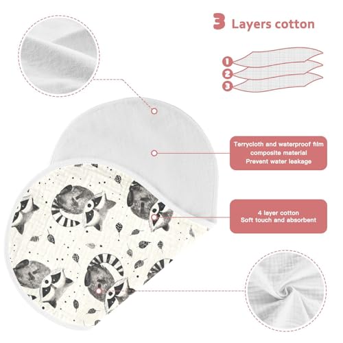 Cute Cartoon Raccoons Cotton Muslin Baby Burp Cloths Good Absorbent Burp rag for Set of 2, 22x11in 5