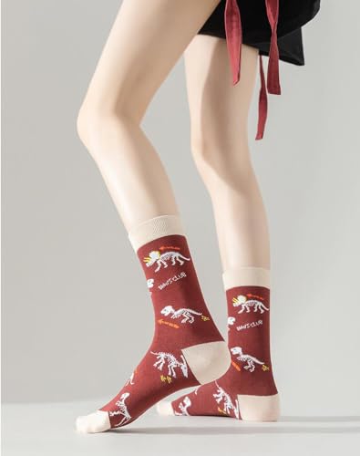 5 Pairs Cute Animal Crew Socks Fun Casual Cotton Calf Socks for Women4