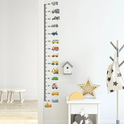 Pegatinas Infantiles Pared Medidor Gráfico de Crecimiento Infantil Pegatinas de Pared Coches Medidor de Dltura Adhesivo Vinilos de Pared Habitación Decorativos