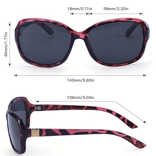 Image of SIPHEW Polarized Sunglasses for Women | Vintage Square Sunglasses w UV400 Protection | Womens Wraparound Shade