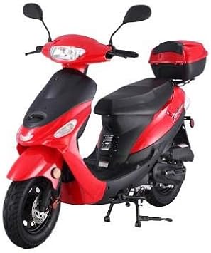 HHH Upgraded Pony 50cc Scooter 50cc / 49cc Gas Fully Automatic Street Scooter Adult Youth Moped with Matching Trunk Red