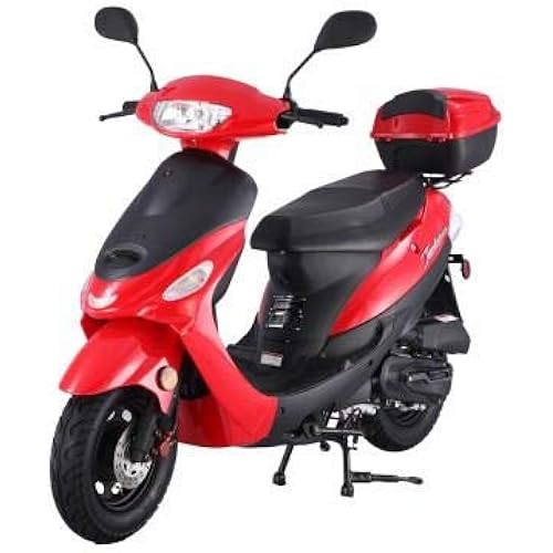 HHH Upgraded Pony 50cc Scooter 50cc / 49cc Gas Fully Automatic Street Scooter Adult Youth Moped with Matching Trunk (Red)