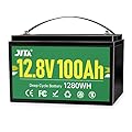 JITA 12V 100Ah LiFePO4 Battery 12.8V Lithium Battery, Built-in 100Amp BMS, 20000+ Deep Cycle,1280W Power Output for Trolling Motor,RV, Solar Power System, Marine, Home Energy Storage and Off Grid