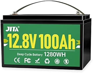 JITA 12V 100Ah LiFePO4 Lithium Battery RV Deep Cycle Battery, Built-in 100A BMS, 10 Year Life, 1280W Power Output for RV, Solar Power System, Marine, Home Energy Storage and Off Grid