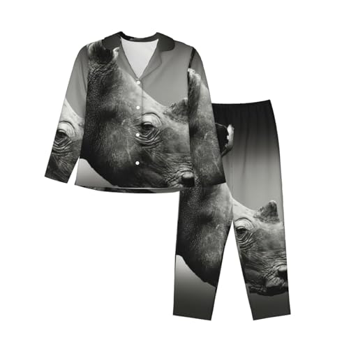 Ensemble pyjama rhinocéros haut de gamme à manches longues et coupe ajustée