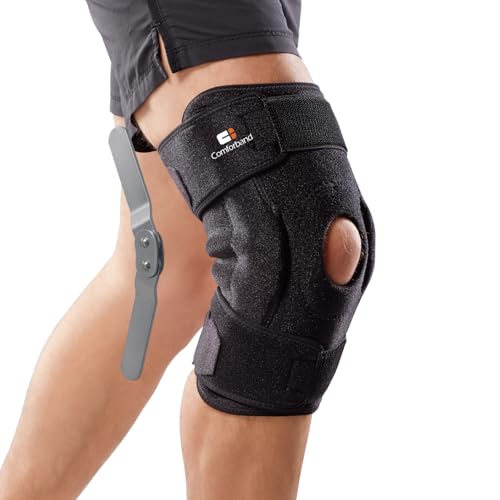 Comforband Adjustable Hinged Knee Brace, with Dual Side Polycentric Hinges – Stabilizing Knee Brace for ACL PCL MCL Ligament Injuries, Meniscus Tear, Arthritis, Surgery Recovery (L/XL)