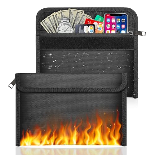 2 Piezas Bolsa Ignifuga Carteras Ignífugas 20 × 12 cm, Bolsa Pequeña para Documentos Ignífuga, Juego de Bolsas Seguras Impermeables para Objetos de Valor,Pasaporte