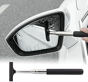 jeseny 1 PC Car Rearview Mirror Wiper Telescopic Auto Mirror Squeegee Cleaner 98cm Long Handle Car Cleaning Tool Mirror Glass Mist Cleaner Black