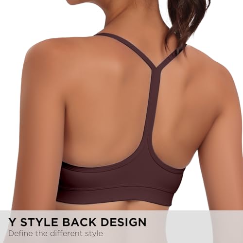 Image of Raxnode Women's 3-Pack Y-Back Sports Bra, Thin Spaghetti Strap Nylon Yoga Bra with Removable Cups, Light Support Bralettes
