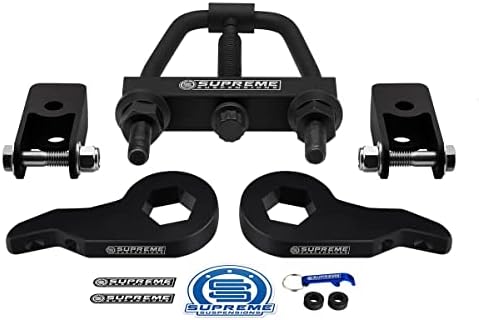 Supreme Suspensions - Front Leveling Kit for 2000-2006 Chevrolet Tahoe, Suburban and GMC Yukon 1500 Adjustable 1" to 3" Lift MAX-Torsion Keys + Shock Mount Extenders 4WD | Torsion Bar Puller Included