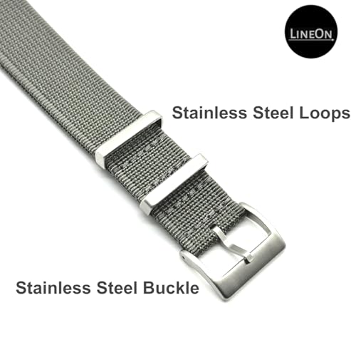Image of Lineon 20mm & 22mm Stainless Steel 304 Buckle & loop Nylon Vintage Style NATO Watch Strap ONE WAY NATO Nylon STRAP Imported Quality With Pins and Pin Remover Tool (Include)