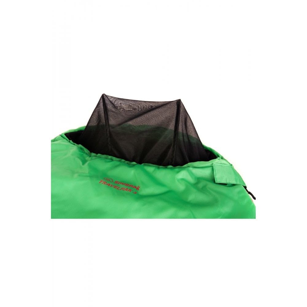 Snugpak | Travelpak 3 | Śpiwór na zewnątrz | Wbudowany moskitiera | Antybakteryjny (szmaragdowa zieleń, zamek po lewej stronie)