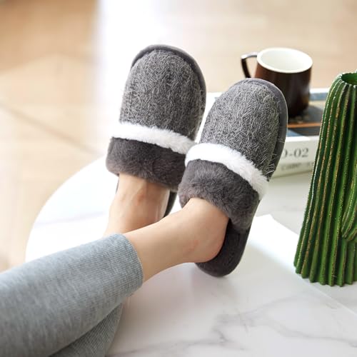 Image of GOEWY Cozy Slippers for Women Indoor and Outdoor Fuzzy House Shoes with Memory Foam Anti-Skid Sole Gifts for Women Mom Ladies