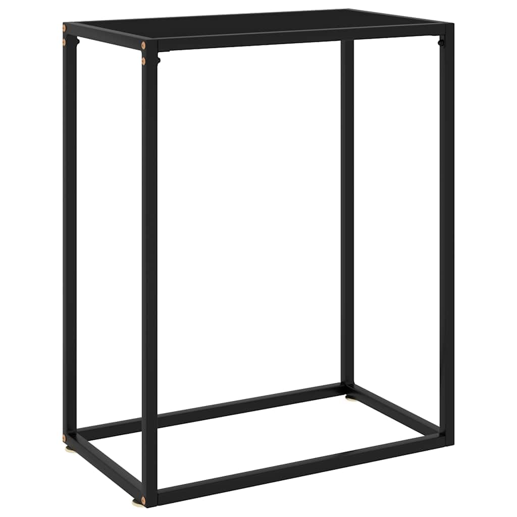 Stolik konsolowy czarny ze szkła hartowanego i stali malowanej proszkowo, 60 x 35 x 75 cm z uchwytem ściennym, stolik pomocniczy, stolik do odkładania do salonu, sypialni, przedpokoju i biura