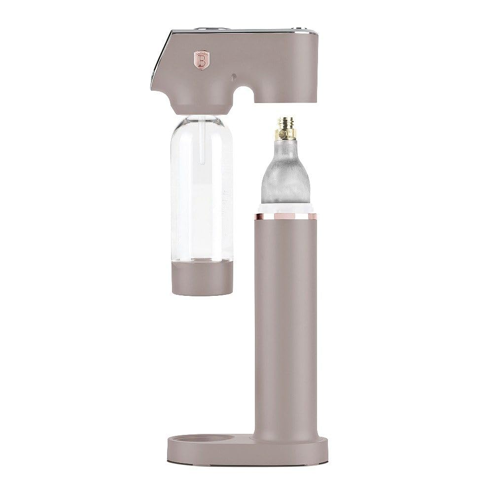 Berlinger Haus Wassersprudler Taupe Collection – Wassersprudler ohne Strom – Sodamaschine – Mit Barometer – Mit 2 Flaschen (1,0 L & 0,5 L) – CO2-Zylinder kompatibel – Küchengerät