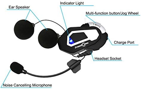 FreedConn Motocycle Helmet Waterproof Wireless Bluetooth Headset TMAX-S with L3 Remote Controller/FM Radio/1000M Intercom/6 Riders Intercom/Moto Biking & Skiiing/ + Boots Protector