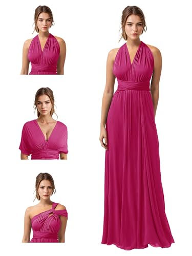 Image of JAEDEN Bridesmaid Dresses Multiway Convertible - Long Bridesmaid Dresses Chiffon Pleat 2026