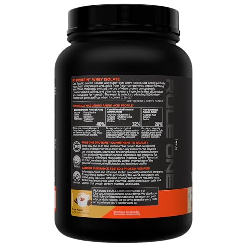 Image of Rule 1 Proteins R1 Protein Whey Isolate, Cafe Mocha, 22 Servings | 25g of Protein from Whey Isolates and Hydrolysate isolates for Workout Recovery and anytime use