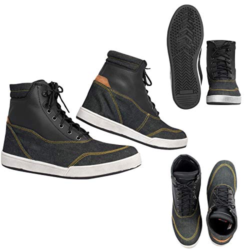 Chaussures Moto Scooter Homologuées CE Bottes Lacets Cuir Noir 44