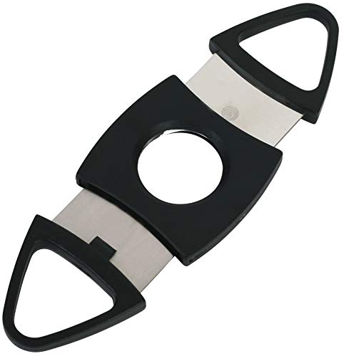 Mantello Black Plastic Guillotine Cigar Cutter - Set Of 12 Stainless Steel Double Cutting Blade Clippers - Cuts Up To 52-Ring Gauge Cigars - Perfect Size For Travel, Party Giveaways, Groomsmen Gifts #TOP3