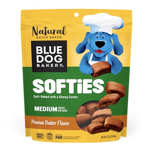 Blue Dog Bakery Natural Dog Treats, Softies, Peanut Butter Flavor, 16.2oz Bag, 1 Bag