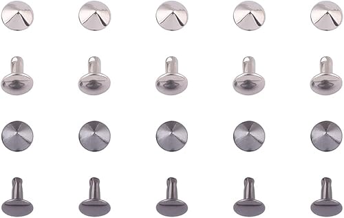 Remaches piramidales plateados de doble tapa de 0.315 pulgadas, remaches rápidos de botón de metal, remaches rápidos para bolsos, bolsos, zapatos,