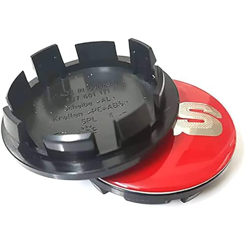 KAnduo 4 Piezas Coche Rueda Tapas Centrales Compatible con para BBS 56MM 60MM 65MM 68MM,56mm- Red-Silver