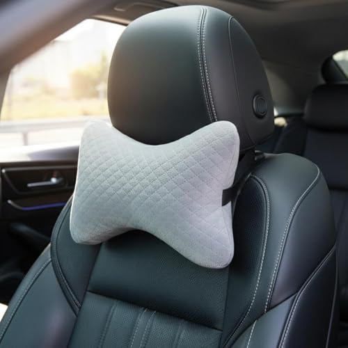 Image of Velvet Soft car Neck Pillow for Travel, Travel Rest Pillow Car Pillow Rest Cushion Support & Shoulder for Long Driving Made /Cushion Set of Pillows Compatible with All Cars - Pack of 2 Pieces (Grey)