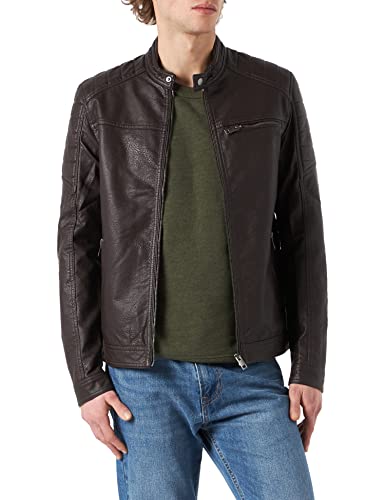 JACK & JONES Kunstlederjacke Herren,Schokoladenfondue,L