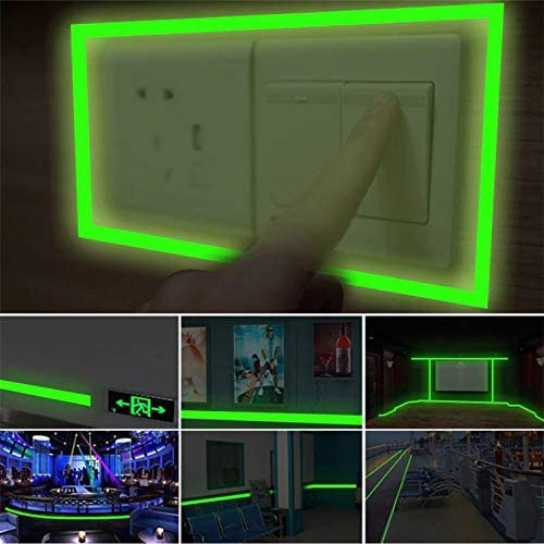 Image of Vibha Radium Tape Night Glow In Dark Tape 12Mm (0.5 Inch) Width. Pack Of 01 (10 Meter), Green