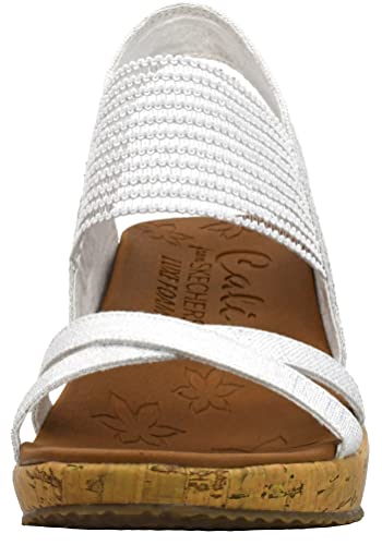 Skechers Women's Beverlee - High Tea Wedge Sandal, White, 9 M US